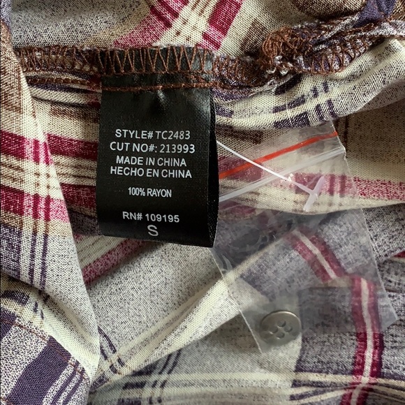 Purple plaid button up tunic blouse - Picture 5 of 5